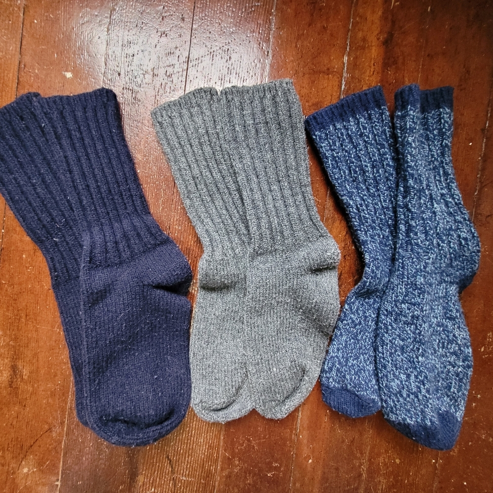 BUNDLE - 3 pr Land's End Chunky Merino Wool Crew Socks